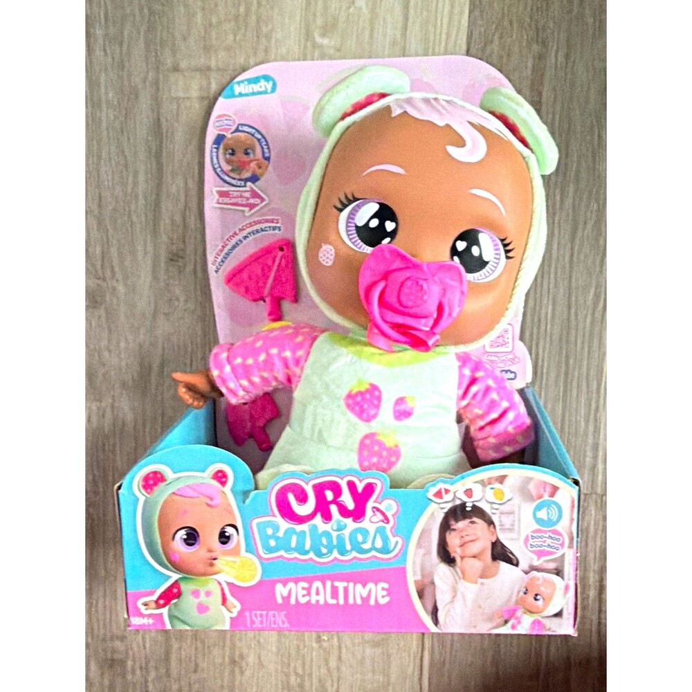 Cry Babies Mealtime Mindy 18in Interactive Baby Doll w/ Outfit NIB A16